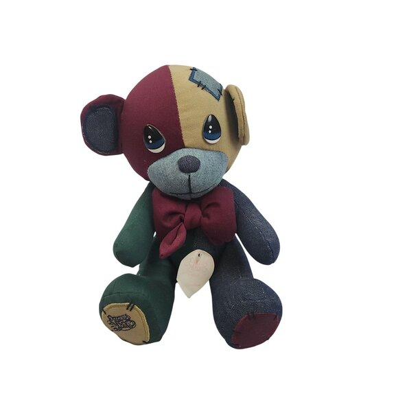 1996 Precious Moments Dillion Denim Jointed Patchwork Teddy Bear 1761 NWT - Picture 2 of 7